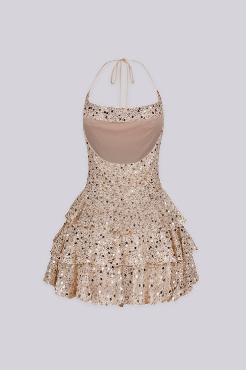 Merinda Sequin Halter Mini Dress